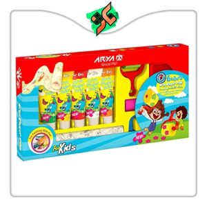 رنگ انگشتی آریا 6 رنگ تیوپی با رول نقاشی و سینی